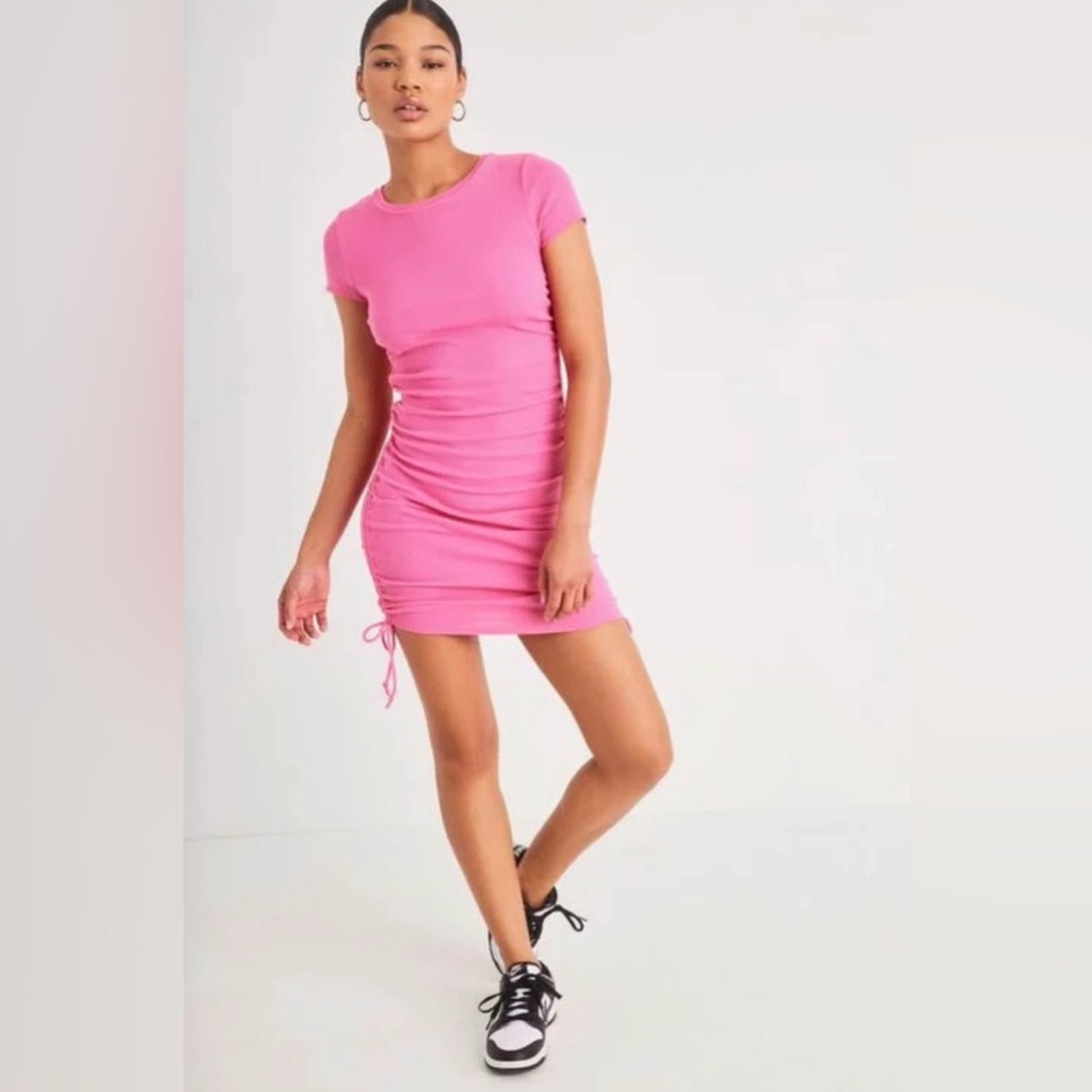 Garage: Pink Ruched Mini Dress - Picture 2 of 4